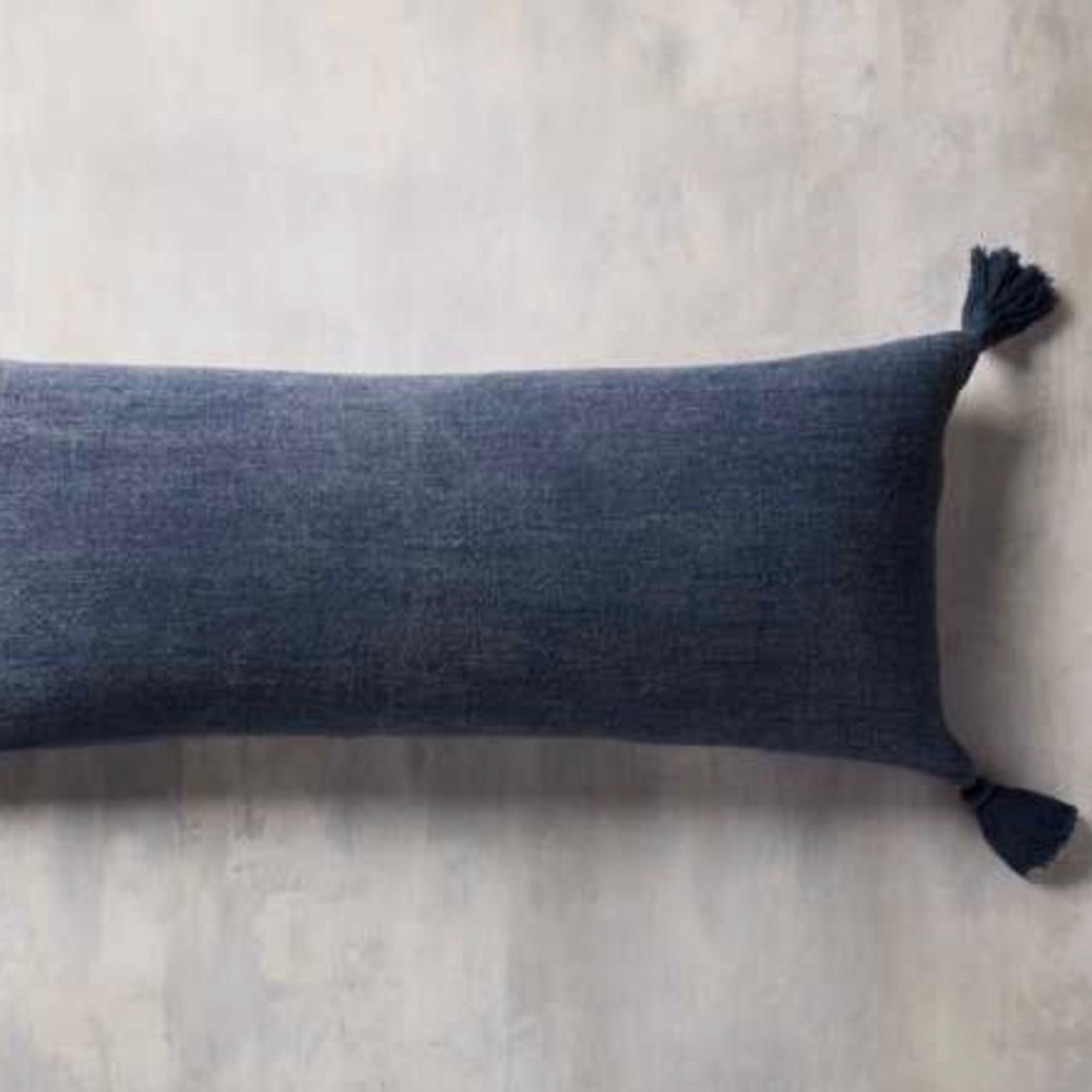 ARHAUS Stone Washed Linen Lumbar Cover in Indigo NWT